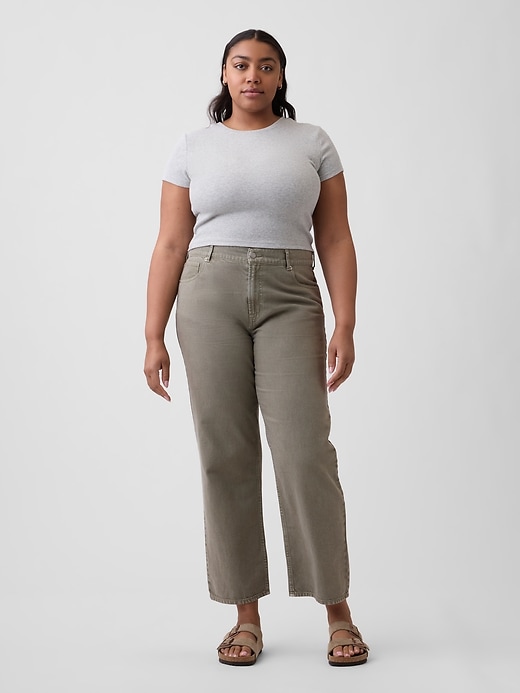 Image number 5 showing, Mid Rise Relaxed Straight Crop Jeans