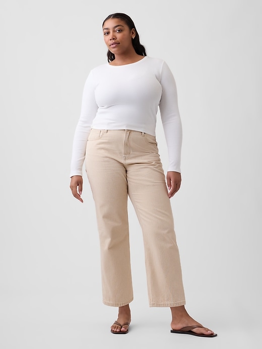Image number 5 showing, Low Slung Stripe Relaxed Straight Crop Jeans
