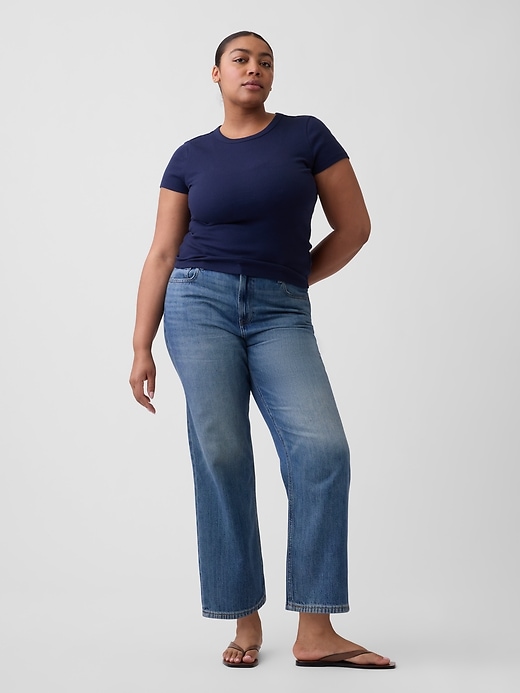 Image number 5 showing, Mid Rise SuperSoft Relaxed Straight Crop Jeans