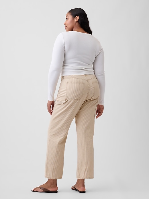 Image number 6 showing, Low Slung Stripe Relaxed Straight Crop Jeans