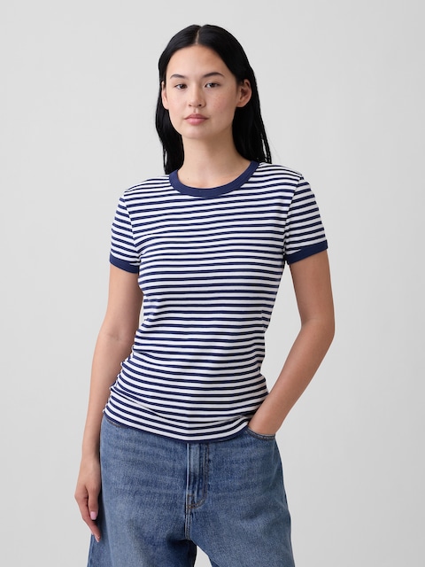 Modern Ribbed Crewneck T-Shirt