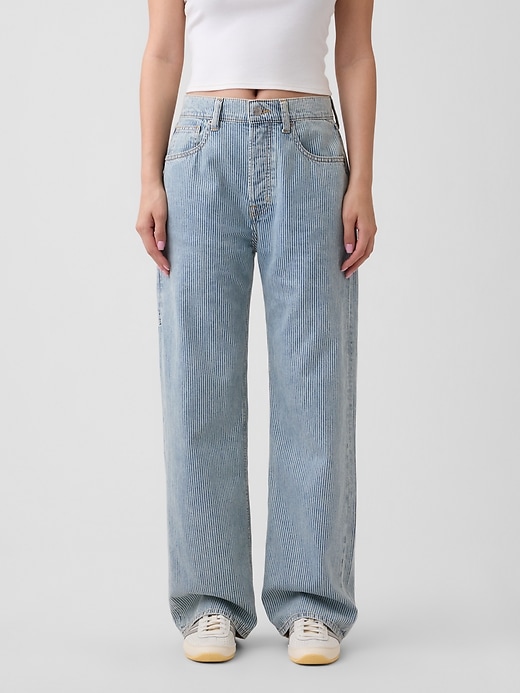 Image number 2 showing, Low Slung Relaxed Straight Railroad Stripe Carpenter Jeans