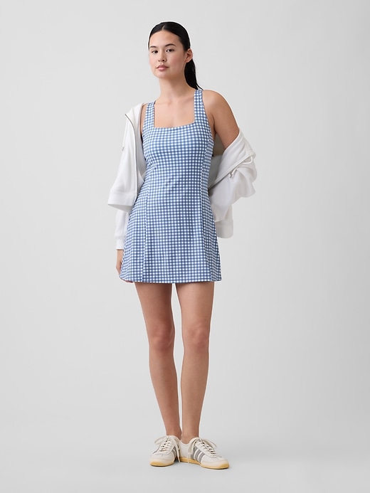 Image number 1 showing, GapFit Studio Recycled Squareneck Mini Dress