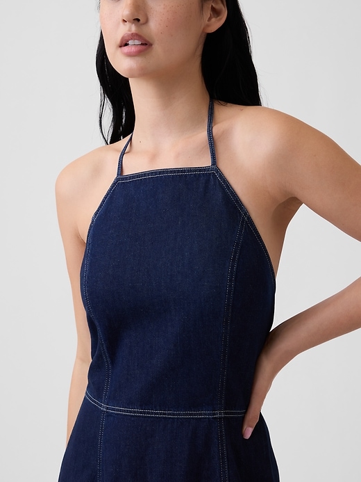 Image number 3 showing, Denim Halter Midi Dress