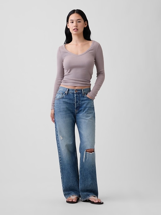 Image number 3 showing, Ribbed V-Neck T-Shirt