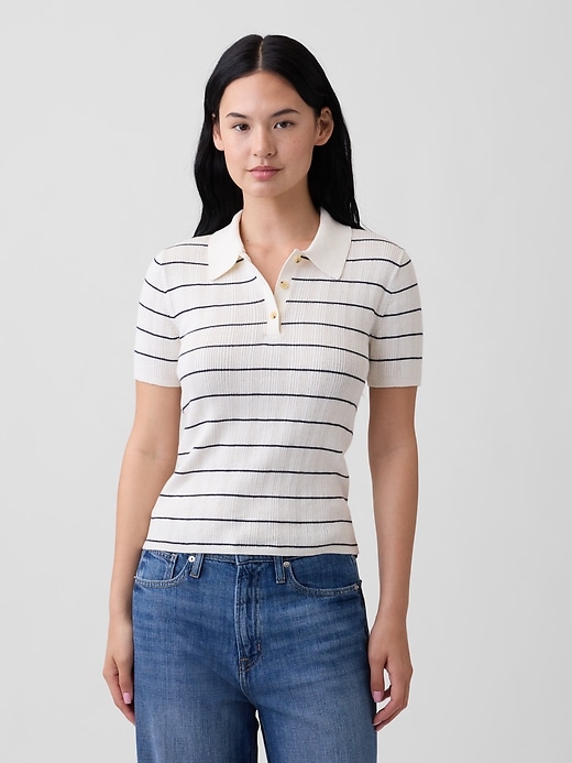 Image number 1 showing, Ribbed Sweater Polo Shirt