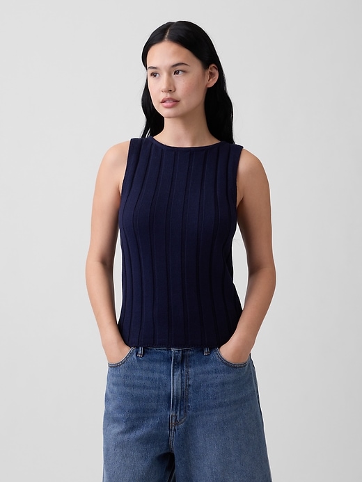 Image number 1 showing, Relaxed Ribbed Boatneck Tank Top