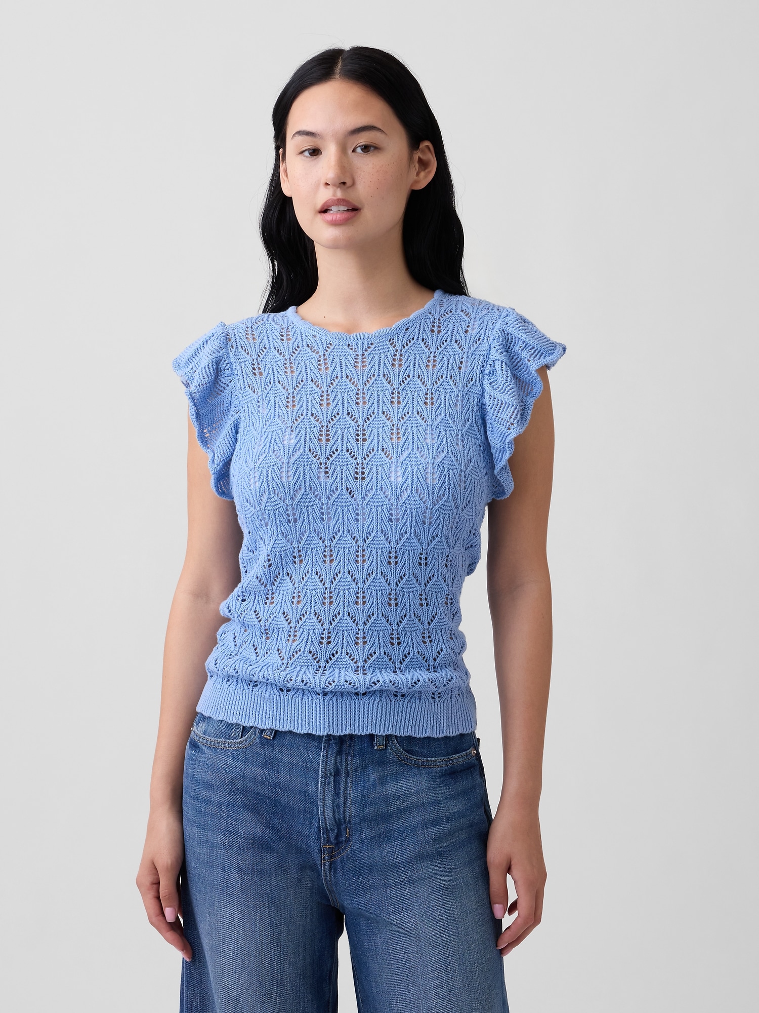Crochet Flutter Sleeve Top