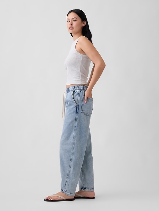 Image number 3 showing, Mid Rise SuperSoft Pull-On Barrel Jeans