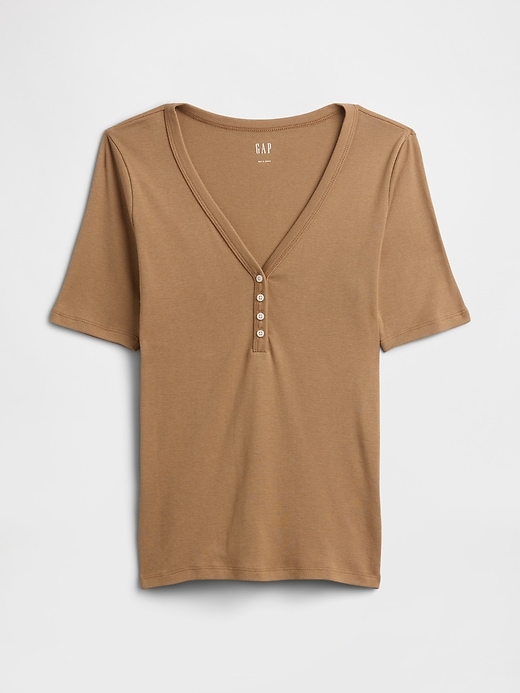 Image number 5 showing, Modern Ribbed V-Neck Henley Top