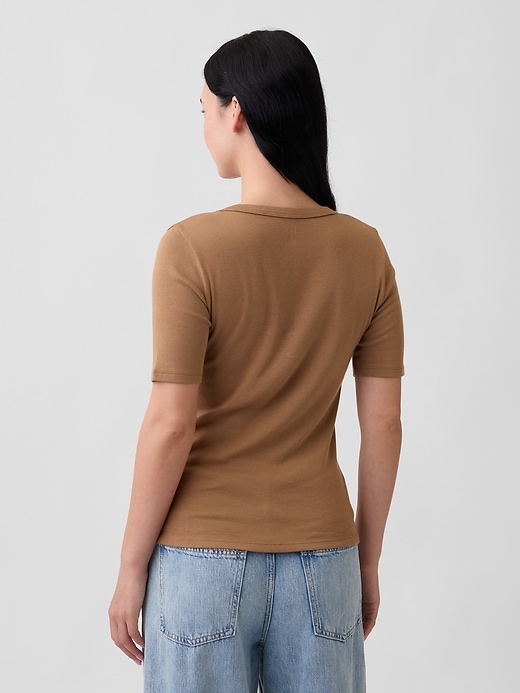 Image number 2 showing, Modern Ribbed V-Neck Henley Top