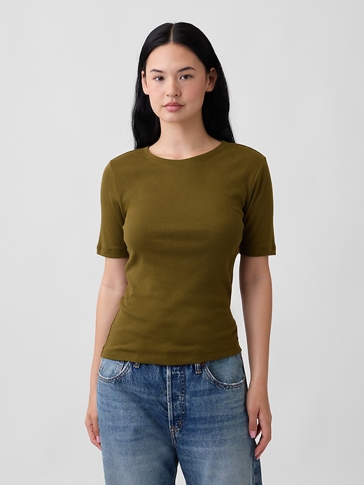Image number 1 showing, Modern Ribbed Crewneck T-Shirt