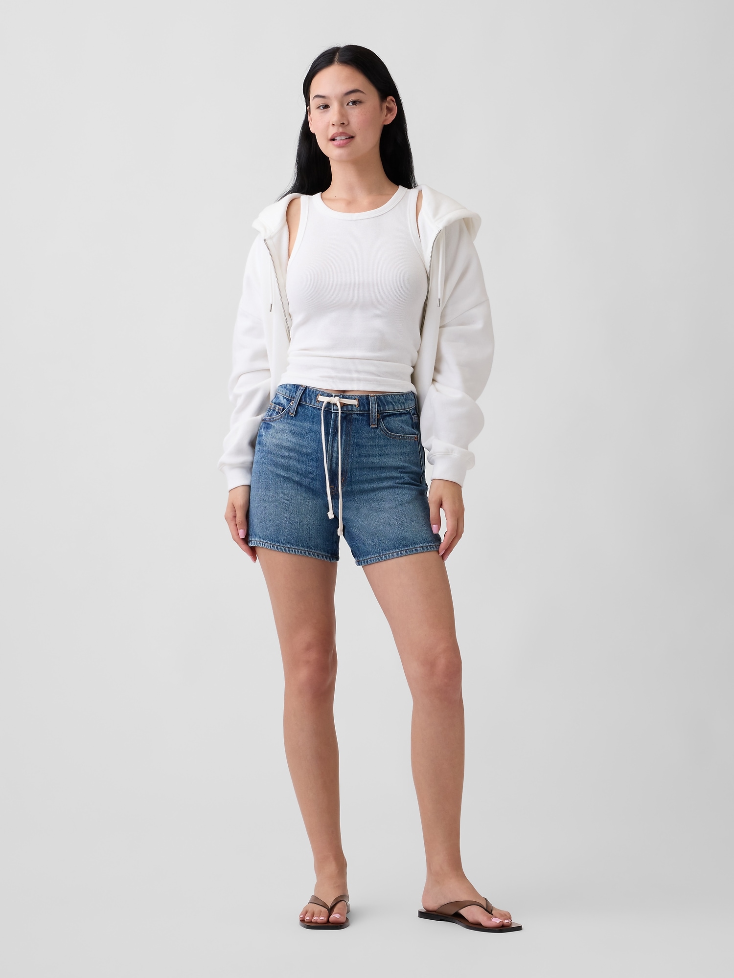 High Rise SuperSoft Drawstring Denim Shorts