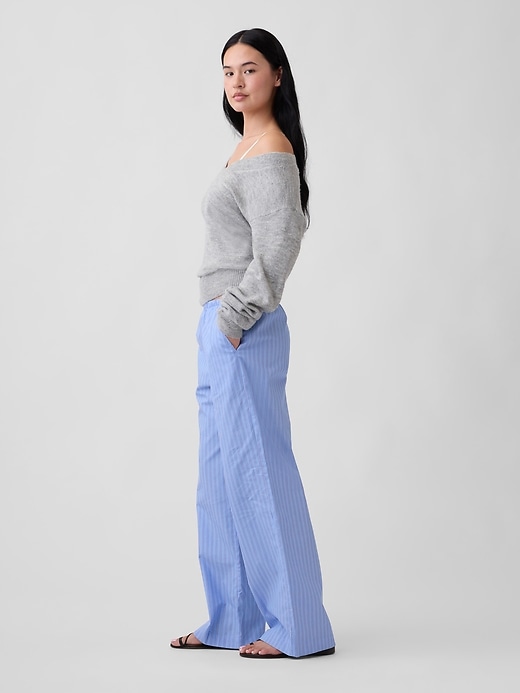 Image number 3 showing, Mid Rise Pull-On Stripe Poplin Pants