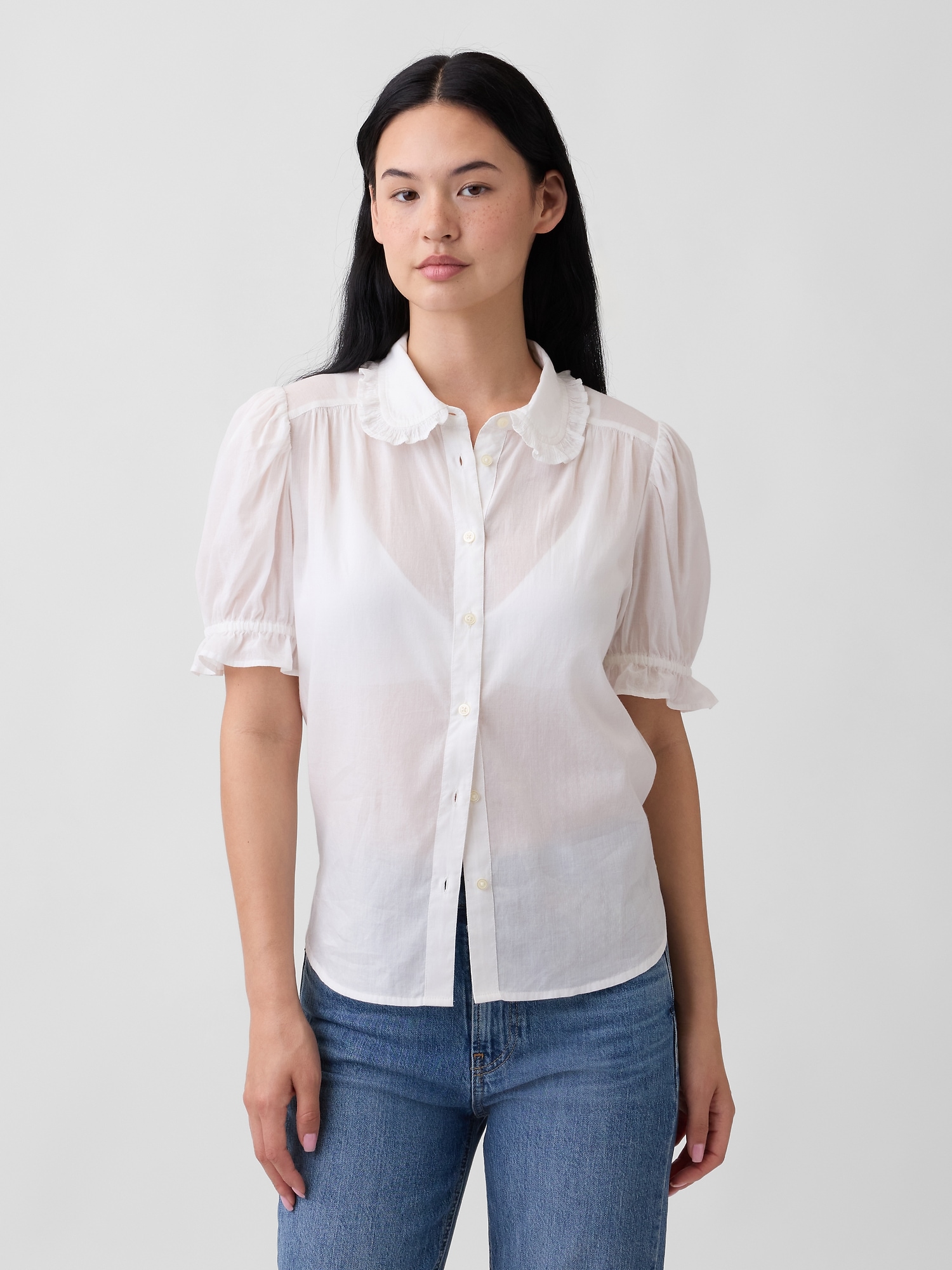 Relaxed Voile Puff Sleeve Top