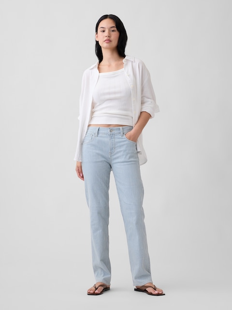 Mid Rise Stripe '90s Slim Straight Jeans