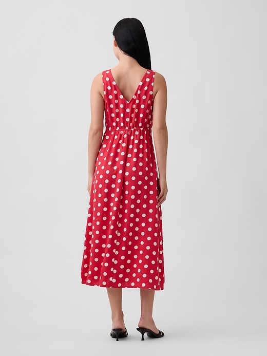 Image number 2 showing, Linen-Blend V-Neck Midi Dress