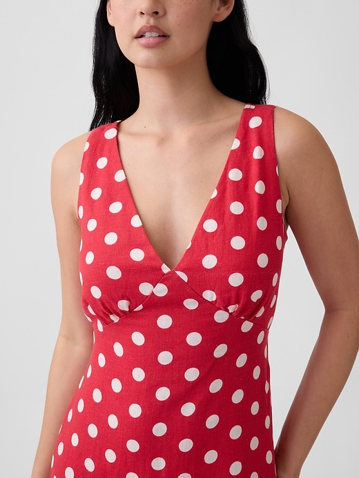 Image number 3 showing, Linen-Blend V-Neck Midi Dress