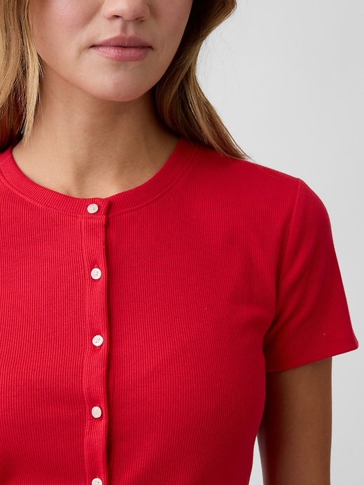 Image number 4 showing, Ribbed Button-Up Top