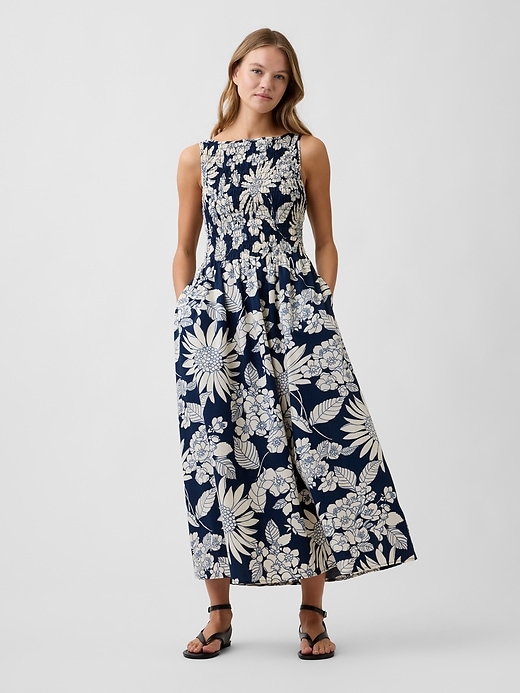 Image number 1 showing, Smocked Boatneck Maxi Dress