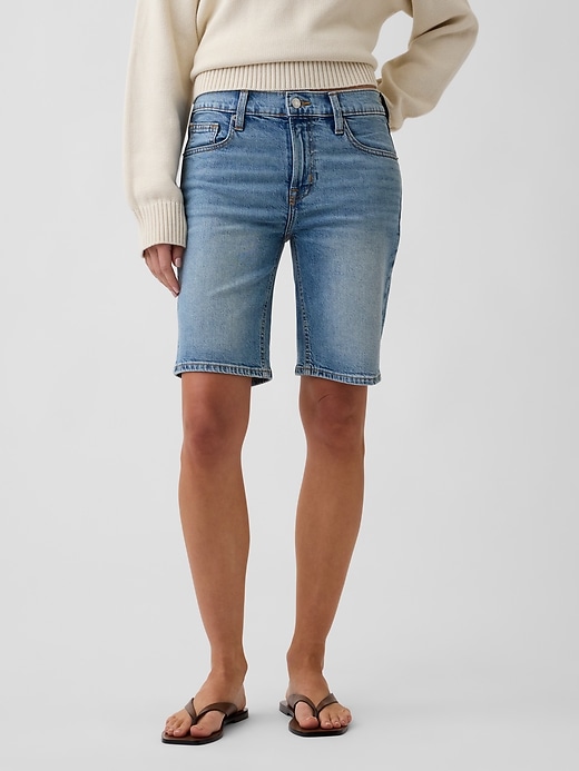 Image number 2 showing, 9" Mid Rise Soft Denim Bermuda Shorts
