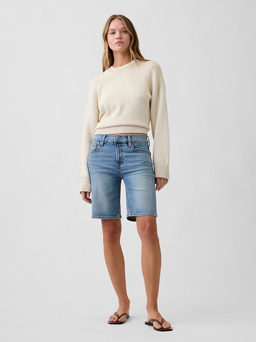 Image number 1 showing, 9" Mid Rise Soft Denim Bermuda Shorts