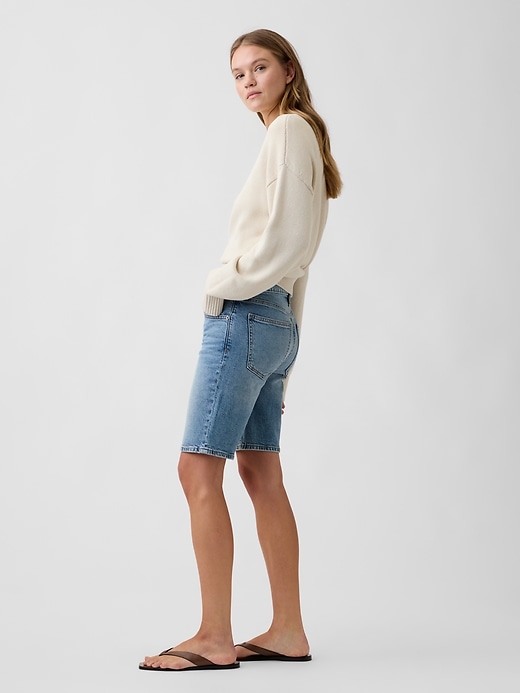 Image number 3 showing, 9" Mid Rise Soft Denim Bermuda Shorts