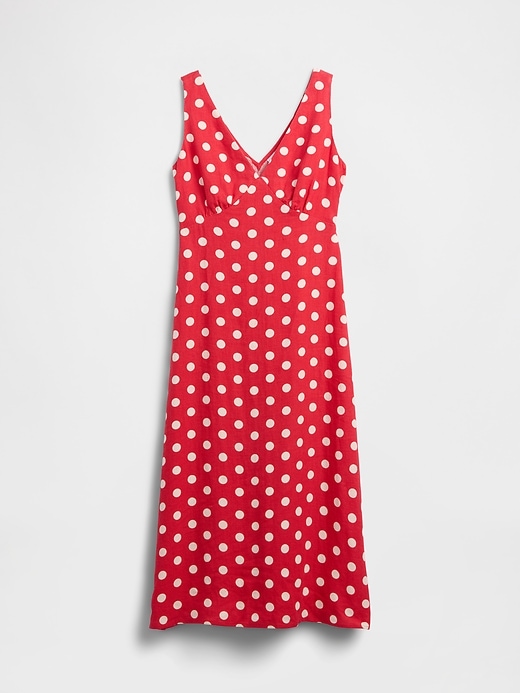 Image number 4 showing, Linen-Blend V-Neck Midi Dress