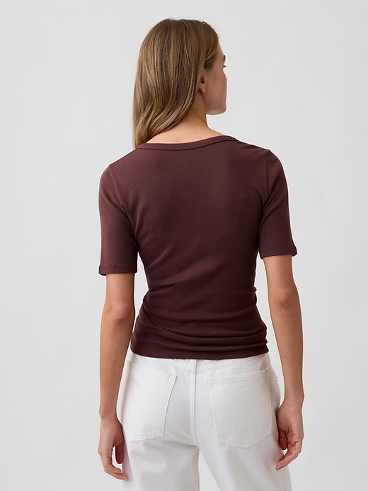 Image number 2 showing, Modern Ribbed V-Neck Henley Top