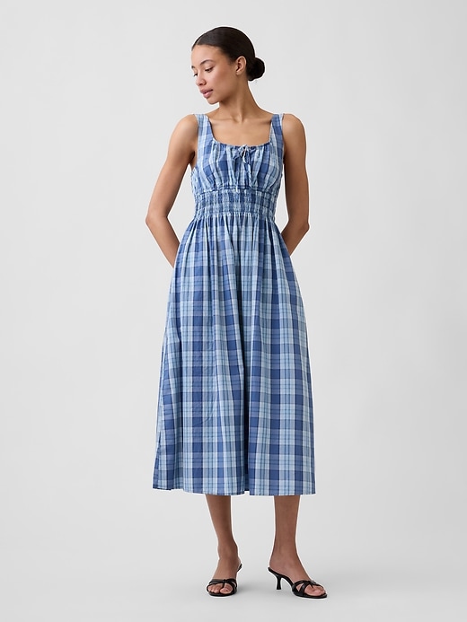Image number 1 showing, Smocked Tie-Front Midi Dress