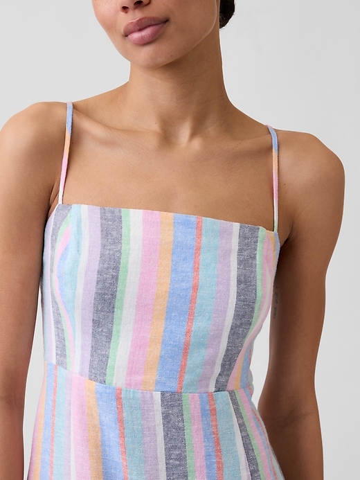 Image number 3 showing, Linen-Blend Squareneck Mini Dress