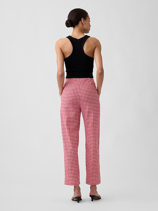 Image number 3 showing, High Rise Linen-Blend Straight Crop Pants