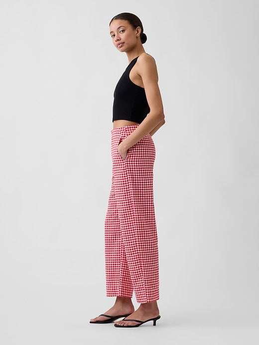 Image number 4 showing, High Rise Linen-Blend Straight Crop Pants