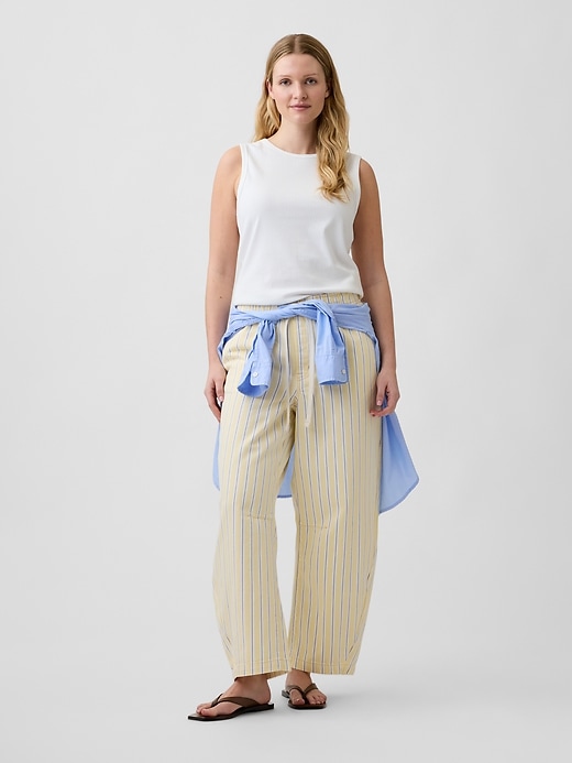 Image number 5 showing, Mid Rise Stripe Pull-On Barrel Jeans