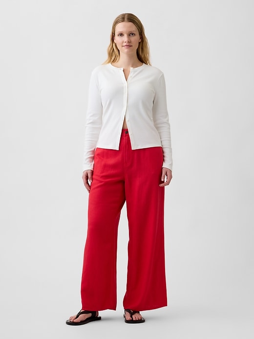 Image number 5 showing, High Rise Linen-Blend Wide-Leg Pants