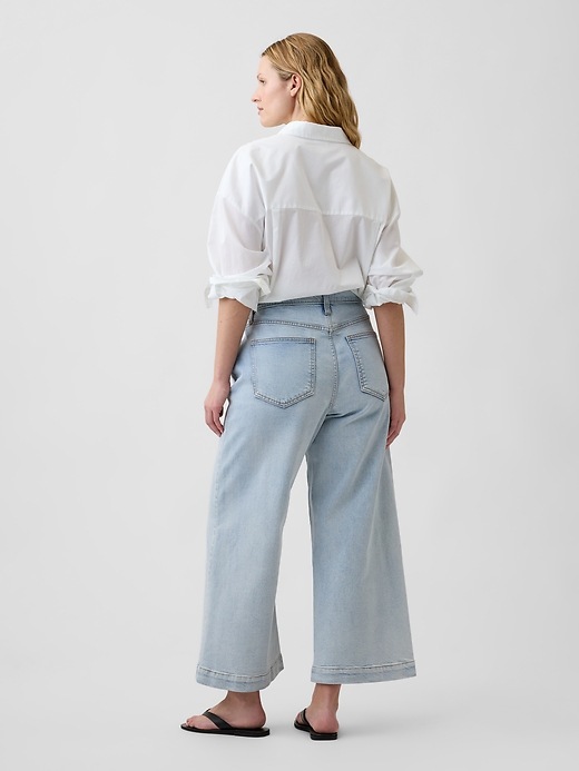 Image number 6 showing, High Rise Drawstring Wide-Leg Crop Jeans