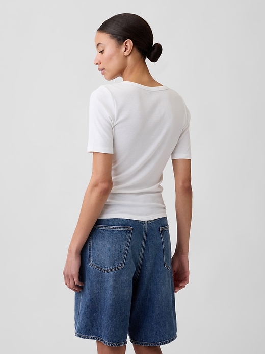 Image number 2 showing, Modern Ribbed V-Neck Henley Top