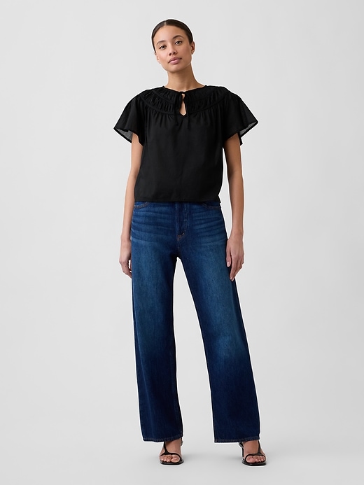 Image number 3 showing, Splitneck Flutter Sleeve Top