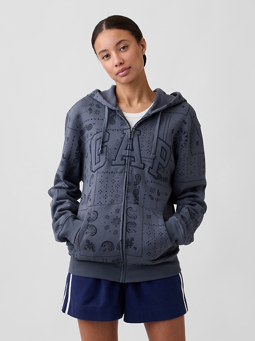 Adult Relaxed Gap Logo Print Zip Hoodie | Gap Factory