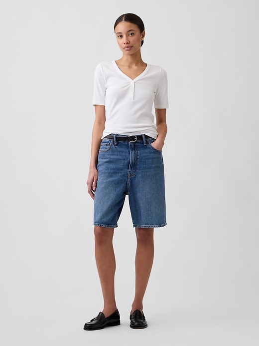 Image number 3 showing, Modern Ribbed V-Neck Henley Top