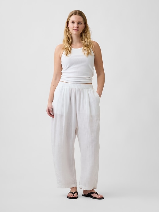Image number 5 showing, Mid Rise Pull-On Barrel Gauze Pants