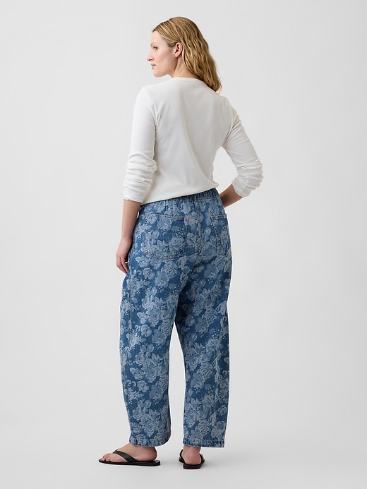 Image number 6 showing, Mid Rise Print Pull-On Barrel Jeans