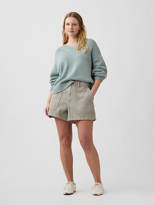 Image number 5 showing, 4" High Rise Denim Utility Shorts