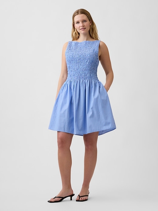 Image number 4 showing, Smocked Boatneck Mini Dress