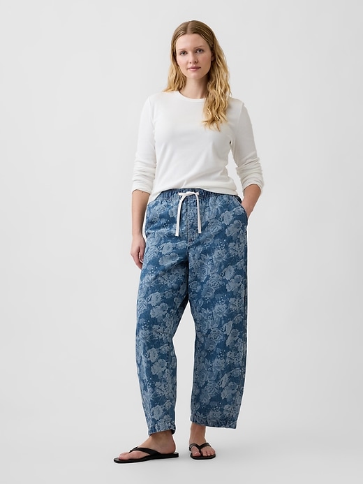 Image number 5 showing, Mid Rise Print Pull-On Barrel Jeans
