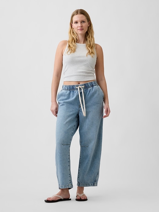 Image number 5 showing, Mid Rise SuperSoft Pull-On Barrel Jeans