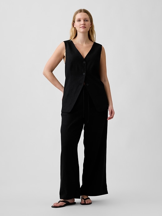 Image number 5 showing, Relaxed Linen-Blend Wide-Leg Pants