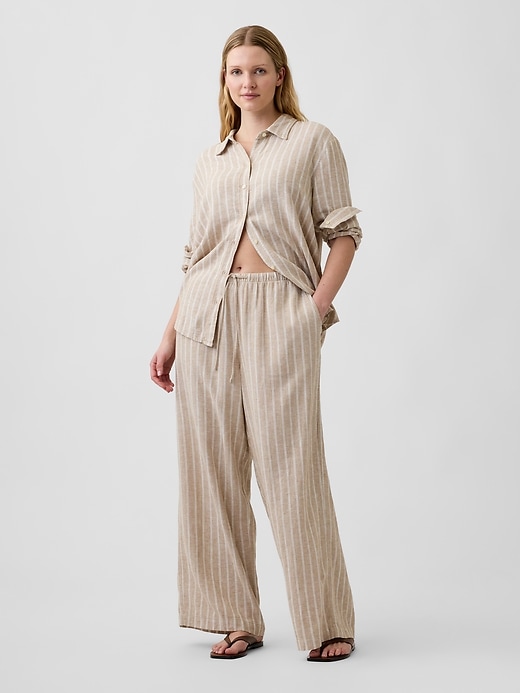 Image number 5 showing, Relaxed Linen-Blend Wide-Leg Pants