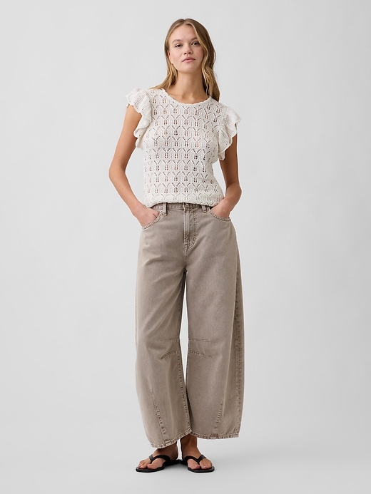 Image number 3 showing, Crochet Flutter Sleeve Top