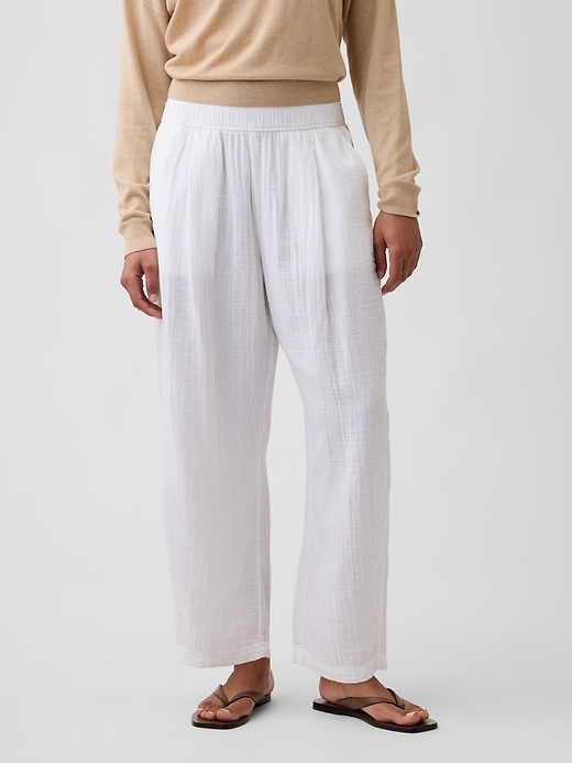Image number 2 showing, Mid Rise Pull-On Barrel Gauze Pants